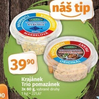 Pomazánky Trio Krajánek