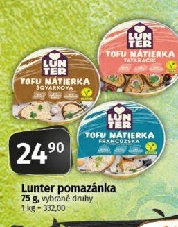 Rostlinné pomazánky Lunter