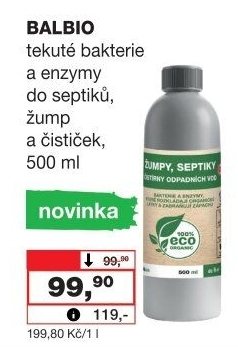 Přípravek tekuté Bakterie do žump a septiků BALbio