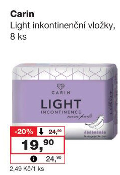 Vložky dámské inkontinenční Light Carin