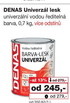 Vodou ředitelná vrchní barva Denas Uni Lesk