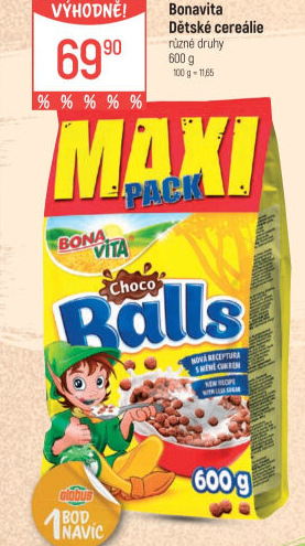 Cereálie Čokoládové kuličky Balls Bonavita