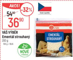 Sýr Ementál strouhaný Váš Výběr