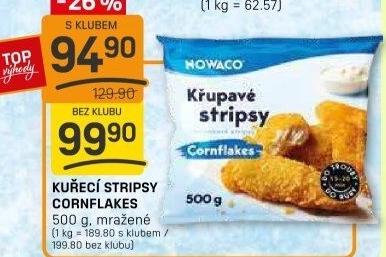 Kuřecí stripsy mražené Cornflakes Nowaco