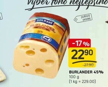 Sýr Burlander 45% Milram