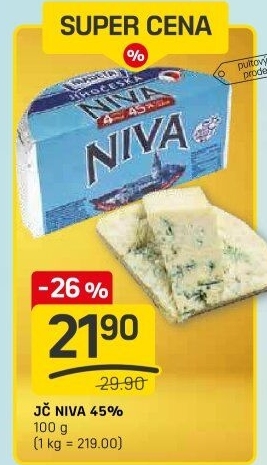 Sýr Niva Jihočeská 45% Madeta