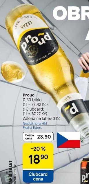 Pivo světlý ležák Proud