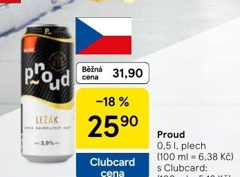 Pivo světlý ležák Proud