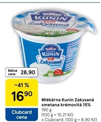 Zakysaná smetana krémovitá Mlékárna Kunín 15%