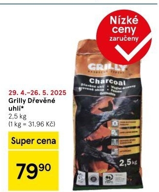 Dřevěné uhlí Grilly