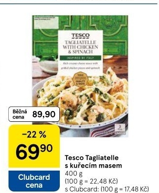 Tagliatelle s kuřecím masem Tesco