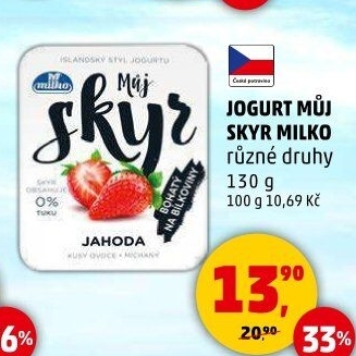 Dezert zakysaný ochucený Můj Skyr 0% Milko
