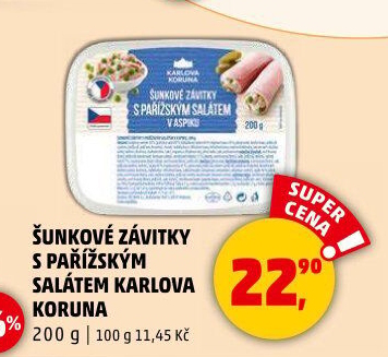 Šunkový závitek s pařížským salátem Karlova Koruna
