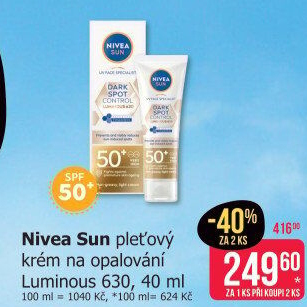 Krém pleťový na opalování OF 50 Luminous 630 Nivea Sun