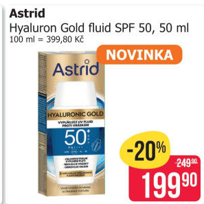 Pleťový Fluid Hyaluron Gold SPF 50 Astrid