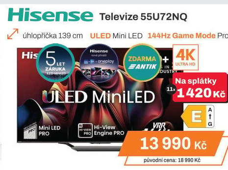 LED televize Hisense 55U72NQ