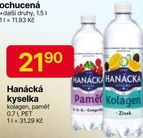 Funkční voda Hanáckákyselka