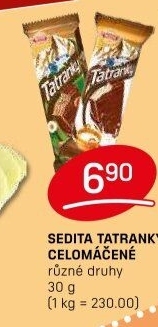 Celomáčené Tatranky Sedita