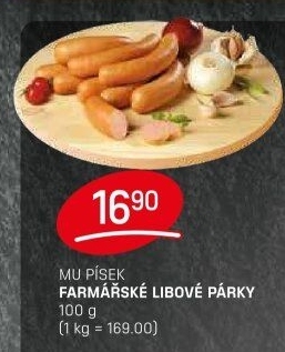 Párky farmářské libové Maso uzeniny Písek