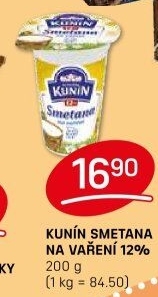 Smetana na vaření Mlékárna Kunín 12%