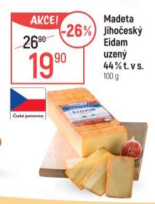 Sýr Eidam uzený 44% Jihočeský Madeta