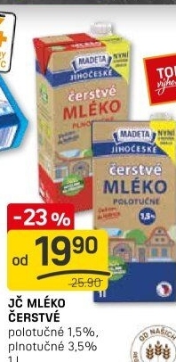 Mléko čerstvé Jihočeské Madeta