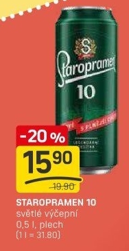 Pivo světlé výčepní 10° Staropramen
