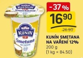 Smetana na vaření Mlékárna Kunín 12%