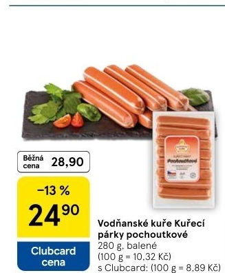 Párky kuřecí pochoutkové Vodňanské kuře