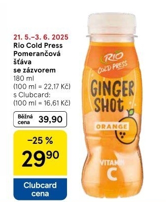 Šťáva Ginger Shot Rio Cold Press