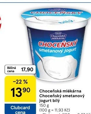 Bílý jogurt smetanový Choceňský