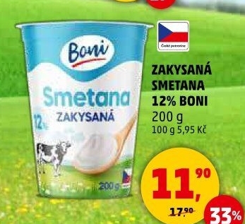 Smetana zakysaná Boni 12%