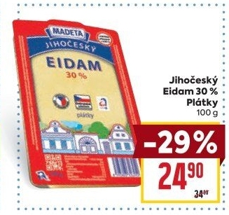 Sýr Eidam Jihočeský 30% Madeta