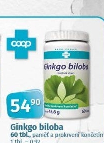 Doplněk stravy Ginkgo Biloba Coop