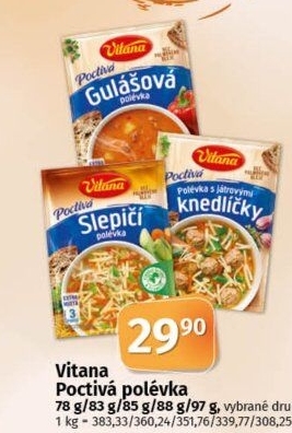 Instantní polévky Poctivá polévka Vitana