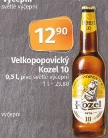 Pivo světlé výčepní 10°Velkopopovický Kozel