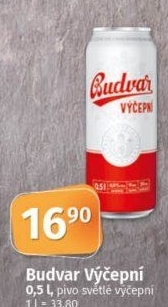 Pivo světlé výčepní Budweiser Budvar