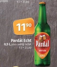 Pivo světlý ležák 11° Echt Pardál