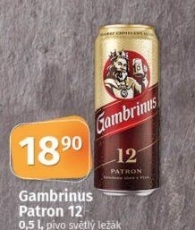 Pivo světlý ležák 12° Patron Gambrinus