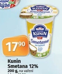 Smetana na vaření Mlékárna Kunín 12%