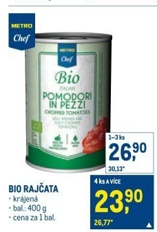 Rajčata krájená bio Metro Chef