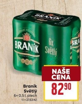 Pivo světlé výčepní 10° Braník
