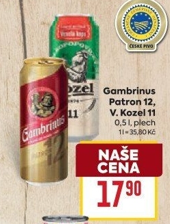 Pivo světlý ležák 12° Patron Gambrinus