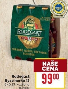 Pivo světlý ležák 12° Ryze hořká Radegast