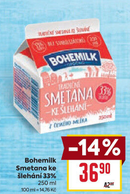 Smetana ke šlehání 33% Bohemilk Opočno