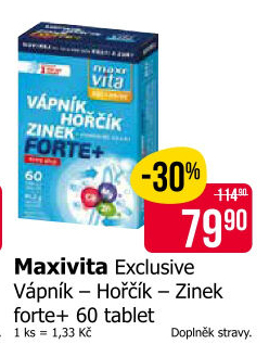 Doplněk stravy Vápník-Hořčík-Zinek Forte Exclusive Maxivita