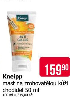 Mast na zrohovatělou kůži chodidel Kneipp