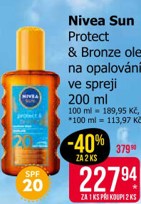Olej na opalování ve spreji OF 20 Protect&amp