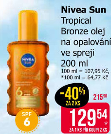 Olej na opalování ve spreji OF 6 Tropical Bronze Nivea Sun