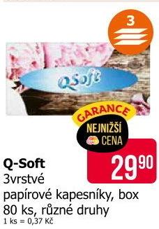 Papírové kapesníčky 3vrstvé Q-Soft - box